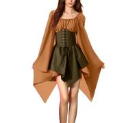 MJGkhiy Vestito Medievale Donna Popolana Curvy Abito Rinascimentale Steampunk Costume Principessa Halloween Vestiti Cosplay Viking Gotico Vestito Carnevale Sera Abito Vittoriano Corta Feste