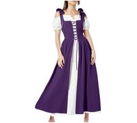 MJGkhiy Vestito Medievale Donna Popolana Curvy Abito Vittoriano Lungo Gotico Abito Rinascimentale Steampunk Costume Principessa Halloween Vestiti Cosplay Viking Cerimonia Vestito Carnevale Sera