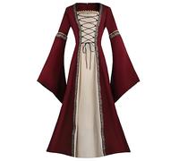 MJGkhiy Vestito Medievale Donna Popolana Curvy Abito Vittoriano Lungo Steampunk Abito Rinascimentale Halloween Vestito Carnevale Gotico Costume Principessa Sera Vestiti Cosplay Viking Cerimonia