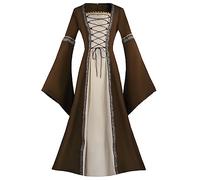 MJGkhiy Vestito Medievale Donna Popolana Curvy Abito Vittoriano Lungo Steampunk Abito Rinascimentale Halloween Vestito Carnevale Gotico Costume Principessa Sera Vestiti Cosplay Viking Cerimonia