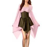 MJGkhiy Vestito Medievale Donna Popolana Curvy Vestiti Cosplay Viking Halloween Abito Rinascimentale Steampunk Costume Principessa Gotico Abito Vittoriano Corta Cerimonia Vestito Carnevale Feste