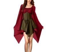 MJGkhiy Vestito Medievale Donna Popolana Curvy Vestiti Cosplay Viking Halloween Vestito Carnevale Gotico Abito Vittoriano Corta Steampunk Costume Principessa Cerimonia Abito Rinascimentale Sera