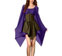 MJGkhiy Vestito Medievale Donna Popolana Curvy Vestiti Cosplay Viking Halloween Vestito Carnevale Gotico Abito Vittoriano Corta Steampunk Costume Principessa Cerimonia Abito Rinascimentale Sera