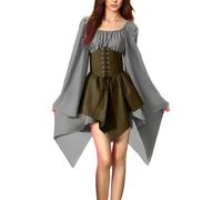 MJGkhiy Vestito Medievale Donna Popolana Curvy Vestiti Cosplay Viking Halloween Vestito Carnevale Gotico Abito Vittoriano Corta Steampunk Costume Principessa Cerimonia Abito Rinascimentale Sera