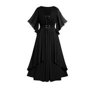 MJGkhiy Vestito Medievale Donna Popolana Curvy Vestiti Cosplay Viking Steampunk Abito Vittoriano Lungo Gotico Vestito Carnevale Halloween Abito Rinascimentale Sera Costume Principessa Cerimonia