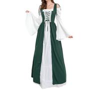 MJGkhiy Vestito Medievale Donna Popolana Elegante Abito Vittoriano Lungo Steampunk Abito Rinascimentale Gotico Vestiti Cosplay Viking Halloween Vestito Carnevale Sera Costume Principessa Feste