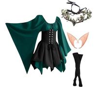 MJGkhiy Vestito Medievale Donna Popolana Elegante Costume Principessa Gotico Vestiti Cosplay Viking Halloween Abito Vittoriano Corta Steampunk Abito Rinascimentale Feste Vestito Carnevale Sera