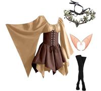 MJGkhiy Vestito Medievale Donna Popolana Vintage Vestiti Cosplay Viking Halloween Costume Principessa Gotico Vestito Carnevale Steampunk Abito Rinascimentale Sera Abito Vittoriano Corta Feste