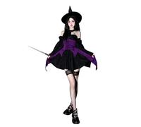 MJGkhiy Vestito Strega Halloween Donna Cosplay Vestiti Da Vampiro Abito Da Steampunk Vintage Diavolo Costume Da Strega Horror Costumi Di Halloween Carnevale Medievale