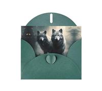 MJHKXLJ - Biglietto di auguri perlato con stampa di due lupi, colore verde scuro, busta inclusa, perfetto per Natale, compleanni, San Valentino, matrimoni e molto altro ancora