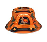 MJHKXLJ Cappello alla pescatora riflettente per uomini e donne con stampa di tacchino sulla zucca del Ringraziamento - leggero, pieghevole per attività all'aperto, nero