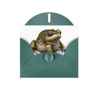 MJHKXLJ Leonardo_Vision_XL_frog_0 - Biglietto di auguri perlato verde scuro con stampa perlata, busta inclusa, perfetto per Natale, compleanni, San Valentino, matrimoni e altro ancora