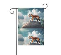 MJHKXLJ Majestic Tigre appoggiata su una roccia con cielo nuvoloso stampato bandiera da giardino decorazione cortile 30,5 x 45,7 cm per giardino terrazza balcone