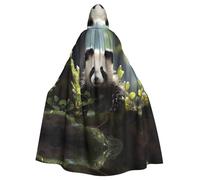 MJHKXLJ Mantello con cappuccio con stampa di cuccioli di panda nella foresta per Halloween, giochi di ruolo e feste in costume