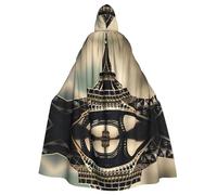MJHKXLJ Mantello con cappuccio in stile vintage con stampa Torre Eiffel Parigi per Halloween, giochi di ruolo e feste in costume