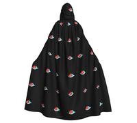 MJHKXLJ Mantello con cappuccio per Halloween, giochi di ruolo e feste in costume, motivo: piccolo fiore rosso tra le onde