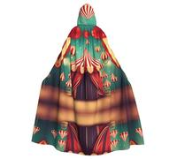 MJHKXLJ Mantello con cappuccio vintage con stampa di sfondo circo per Halloween, giochi di ruolo e feste in costume