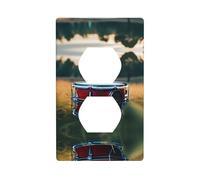 MJHKXLJ Music Drum in Field stampato doppio pannello a parete presa elettrica piastra di copertura della presa elettrica decorazione infrangibile durevole 11,4 x 7 cm