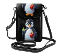 MJHKXLJ Piccolo pinguino che tiene una mela stampato cellulare da donna con prepuzio in pelle, borsa a tracolla, piccola tracolla regolabile