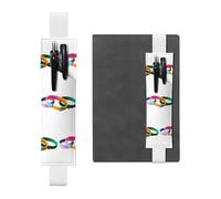 MJHKXLJ - Portapenne in pelle bianca, con tre braccialetti multicolore, con fascia elastica regolabile da 21,1 a 4,6 cm, per quaderni, diari, diari con copertina rigida