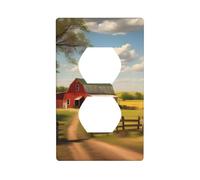 MJHKXLJ Ranch View - Pannello a parete con doppia presa, con stampa, piastra di copertura per presa elettrica, decorazione infrangibile, durevole, 11,4 x 7 cm