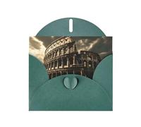 MJHKXLJ Remains of the Roman Colosseum - Biglietto di auguri perlato verde scuro, busta inclusa, perfetto per Natale, compleanni, San Valentino, matrimoni e molto altro ancora
