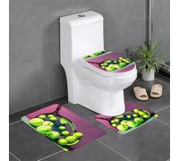 MJHKXLJ - Set di 3 tappetini antiscivolo con divertenti racchette da tennis e palline da tennis stampate, a forma di U, strettamente attaccati, assorbenti e durevoli, spessi e confortevoli