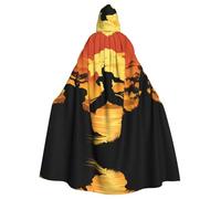 MJHKXLJ Silhouettes of Martial Arts - Mantello con cappuccio per Halloween, giochi di ruolo e feste in costume