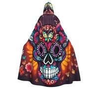 MJHKXLJ Sugar Skulls - Mantello con cappuccio per Halloween, giochi di ruolo e feste in costume