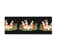 MJHKXLJ Tappetino per mouse extra large con stampa di coniglietti con scritta "Little Rabbits Having Dinner in the Garden", per computer, ufficio, gaming, versione ispessita, 30,5 x 80 cm