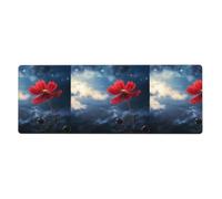 MJHKXLJ Tappetino per mouse extra large stampato con piccolo fiore rosso sotto il cielo per computer tastiera da gioco versione ispessita 30,5 x 80 cm