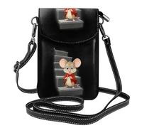 MJHKXLJ Telefono cellulare da donna con stampa di topolino sulle scale con prepuzio in pelle, borsa a tracolla, piccola tracolla regolabile