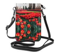 MJHKXLJ Tulip Garden Printed - Telefono cellulare da donna con prepuzio in pelle, tracolla piccola regolabile