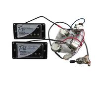 MJHYUGR Cablaggio delle Parti della Chitarra Pickup Humbucker con Cablaggio PRO Silver Cover 1 Set Chitarra Elettrica LP Standard N E B Alnico(Chrome Black 1)