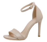 MJIASIAWA Bride Sposa Eleganti Tacco A Spillo Sandali Vestito Serata Prom Prom Con Cinturino Alla Caviglia Punta Aperta Donna Festa Scarpe Beige Numero 34 Eu