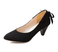 MJIASIAWA Donna Appuntito Eleganti Senza Chiusura Tacco Gattino Richelieu Bows Pump Classico Cone Tacco Medio Serata Vestito Comfy Scarpe Nero Numero 44 EU/46 Asiatico