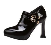 MJIASIAWA Donna Appuntito Tacco Alto Festa Vestito Plateau Polacchine Sposa Eleganti Bows Vernice Ufficio Serata Scarpe Nero Numero 38 EU/39 Asiatico