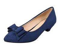 MJIASIAWA Donna Appuntito Ufficio Lavoro Comfy Senza Chiusura Tacco Gattino Pump Formal Vestito Serata Tacco Basso Scarpe Bows Blu Numero 47 EU/49 Asiatico