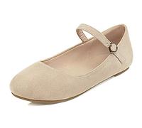 MJIASIAWA Donna con Cinturino alla Caviglia Mary Jane Flats Ballerinas Dolly Scarpe Fibbia Casuale Walking Comfy Punta Rotonda Donna Balletto Piatto Apricot Numero 41 EU/43 Asiatico