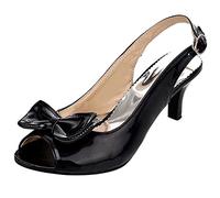 MJIASIAWA Donna Peep Toe Festa Eleganti Slingback Tacco A Spillo Bowknot Pump Serata Tacco Gattino Comfy Sposa Pump Nero Numero 46 EU/48 Asiatico