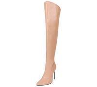 MJIASIAWA Donna Tacco A Spillo Vestito Appuntito Zip Stivali Alti Prom Sopra Il Ginocchio Inverno Warm Moda Boots Serata Apricot Numero 45 EU/47 Asiatico