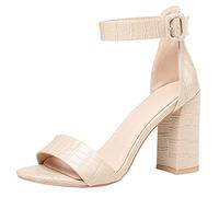 MJIASIAWA Sposa Tacco A Blocco Donna Moda Punta Aperta Vestito Sandali Bride Eleganti Con Cinturino Alla Caviglia Tacco Alto Festa Scarpe Apricot Numero 33 Eu