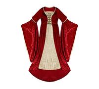 Mjjsk Abito da regina medievale in velluto, svasato, a maniche lunghe, per Halloween, feste in maschera, stile gotico, vintage irlandese, Rosso, 5-6 Anni