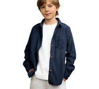 Mjjsk Camicie a maniche lunghe per bambini Ragazzi Ragazze Casual Button Down Camicetta di velluto a coste Top Classica Comoda Camicia Basic Scuola Soft Shackets Giacca, 01 blu., 13-14 Anni