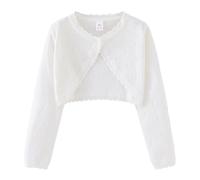 Mjjsk Cardigan per ragazze Moda Aperto Anteriore Coprispalle Bambini Maglia Manica Lunga Un Bottone Festa di Nozze Vestito Cappotto Bambini Tinta unita Maglieria, bianco, 3-4 Anni