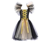 Mjjsk Costume da principessa strega per bambine, per Halloween, carnevale, feste, vestito gotico in tulle, stile vintage, A-1-giallo, 2-3 Anni