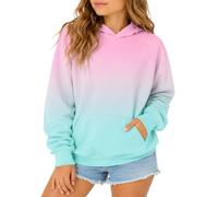 Mjjsk Felpa con cappuccio e tasca a marsupio Ombre da ragazza | Felpa comoda e morbida per bambini, alla moda, a maniche lunghe, per scuola, casual, alla moda, per tutti i giorni