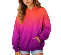 Mjjsk Felpa con cappuccio e tasca a marsupio Ombre da ragazza | Felpa comoda e morbida per bambini, alla moda, a maniche lunghe, per scuola, casual, alla moda, per tutti i giorni