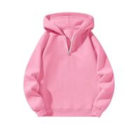 Mjjsk Felpa con cappuccio per bambini e ragazze, tinta unita, casual, a maniche lunghe, leggera, morbida, alla moda, per la scuola, rosa, 9-10 Years