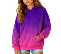 Mjjsk Felpa con cappuccio tie dye da ragazza Ombre | Felpa comoda e morbida per bambini, alla moda, a maniche lunghe, con tasca, per la scuola, casual, per tutti i giorni